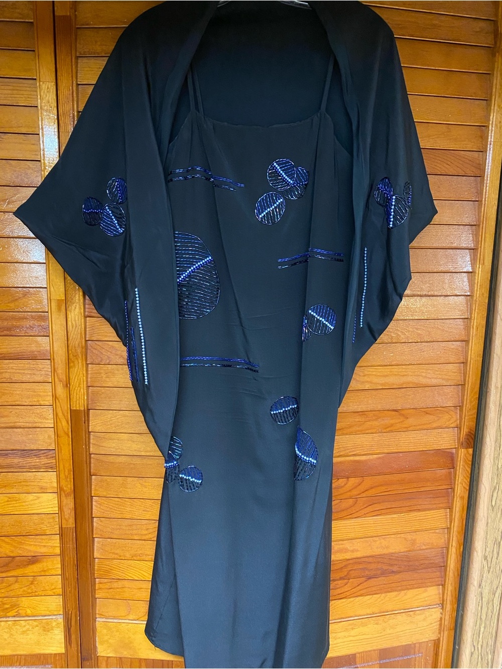 1980s Vintage Black Dress with Matching Shawl
